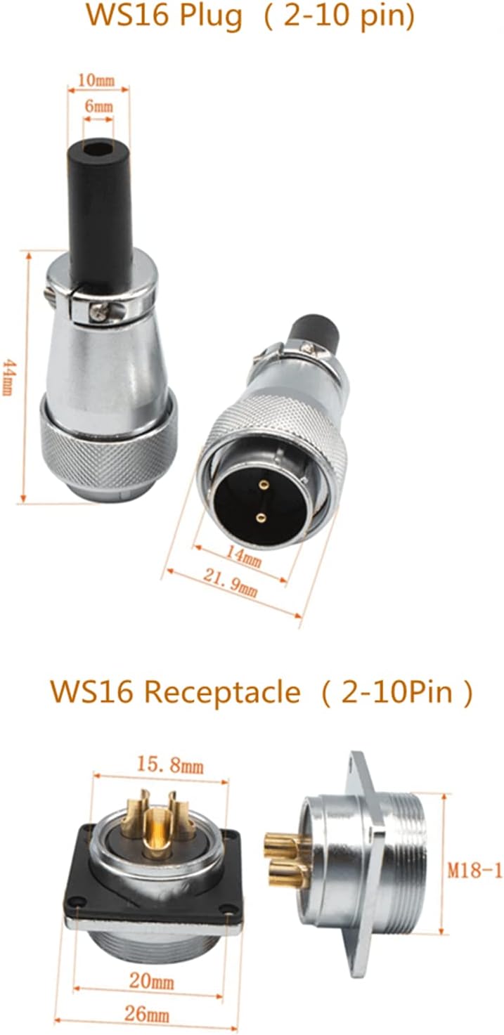 WS16 2pin Heavy Power Connector,TQ+Z 10A 500V High Voltage Industrial Plug Socket Aviation Automotive Connector