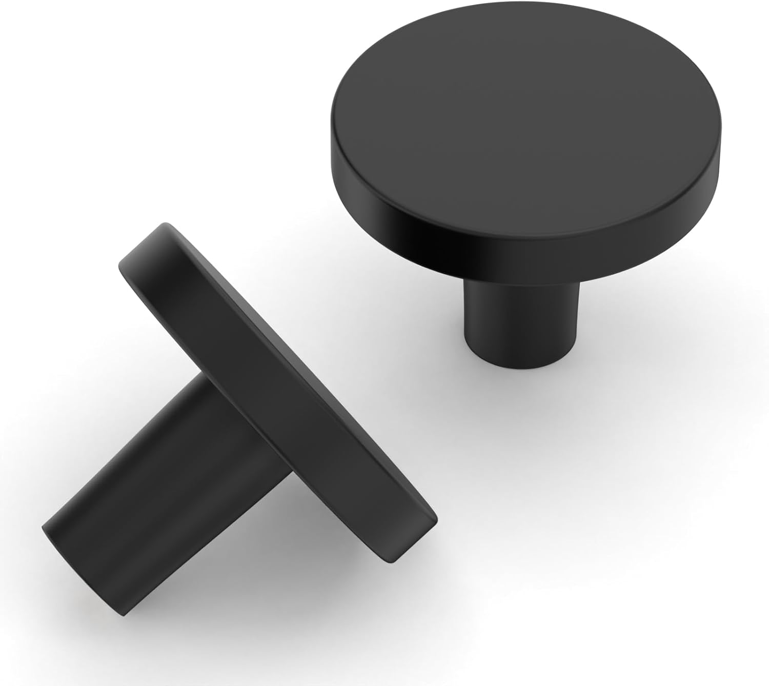 Amerdeco 20 Pack Matte Black Cabinet Knobs Single Hole Cabinet Pulls 1 Inch (30MM) Diameter Round Drawer Knobs and Pulls for Bathroom Cabinets K0021