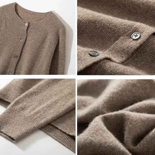 Image of Women's 100% Merino Wool Crew Neck Cardigan Lightweight Sweaters