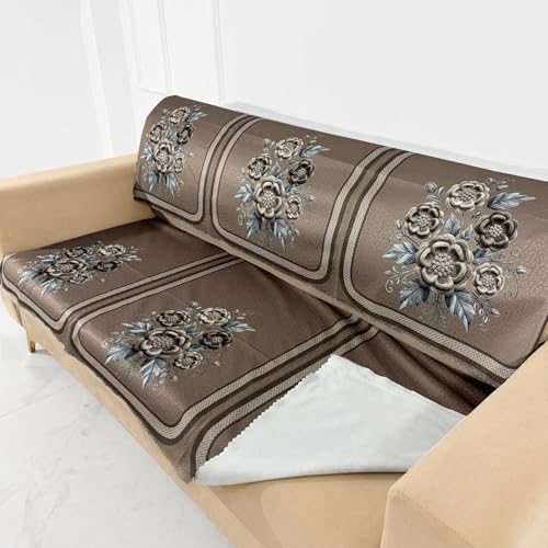 Image of Homerz Premium Waterproof Jasmine Joe Sofa Seat Cover - Floral Printed Sofa Protector | Non-Slip, Washable & Durable Sofa Protector (Mouse, 7 (3+2+2) Seater with Back)