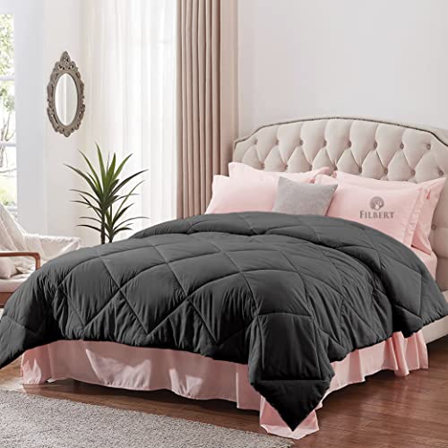Image of Filbert - Winter Comforter Single Bed 300 GSM Microfiber Blanket for Winter Soft & Cozy Diamond Stitch Quilt (60 inch x 90 inch Inches /152cm x 228cm) - Comforter Single Bed|Dark Grey