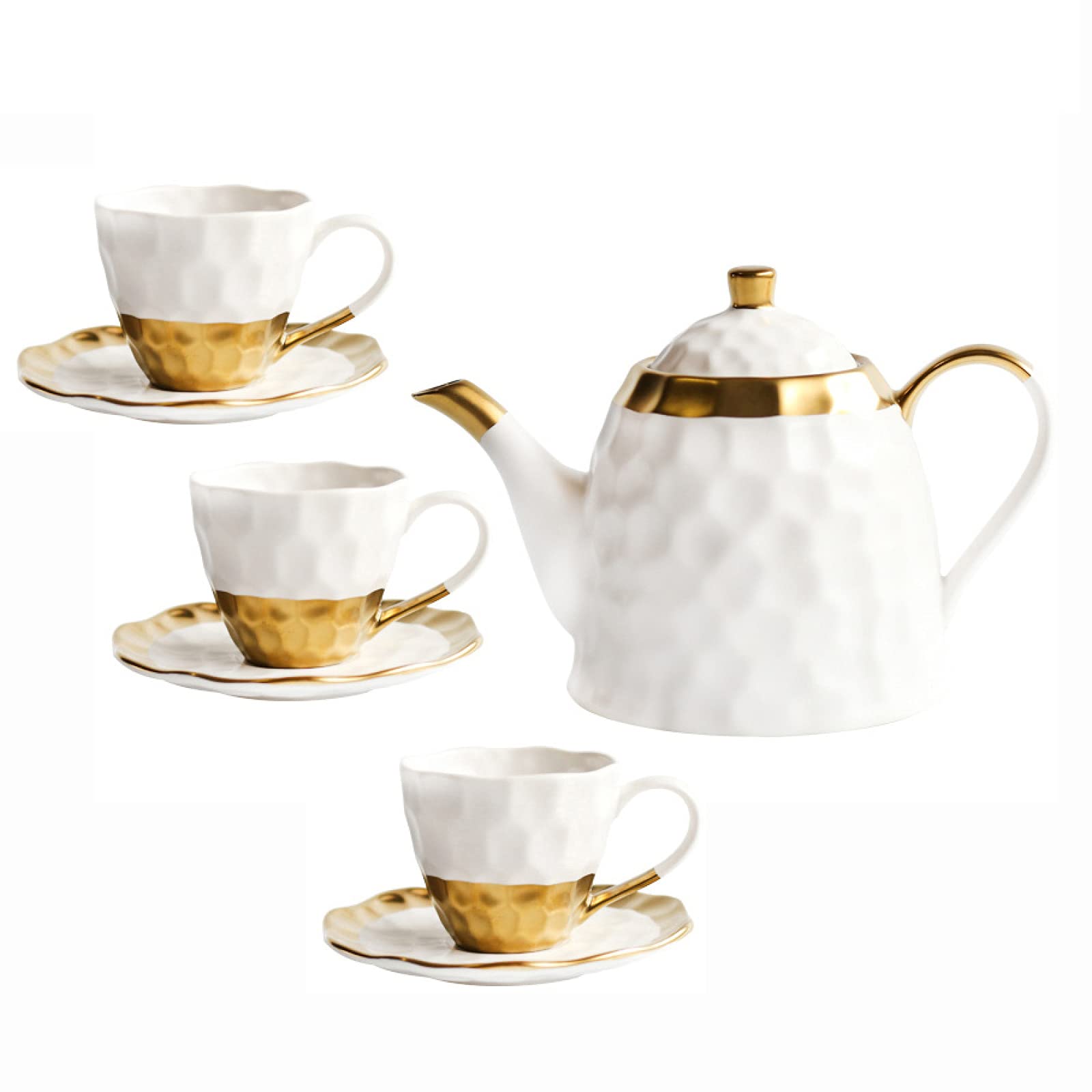 Utility 7-częściowy zestaw do herbaty Zestawy do herbaty z brytyjskiej porcelany Zestawy do kawy w stylu europejskim Filiżanka i spodek Vintage Biały chiński zestaw do kawy Ślubny serwis herbaciany