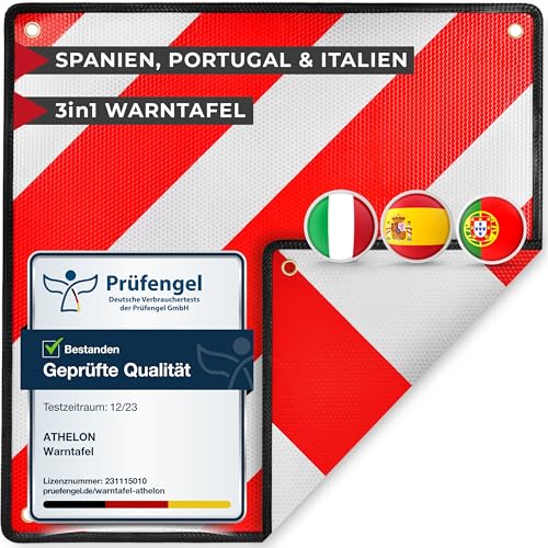 Panneau Avertissement 50x50cm Réfléchissant Pour Italie/Espagne/Portugal - Aluminium Avec Sac