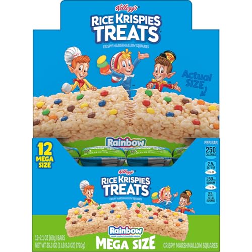 Rice Krispies Treats Mega Bars Large Marshmallow Snack Bars, Kids Snacks, Rainbow, 25.3oz Box (12 Bars) - image 7