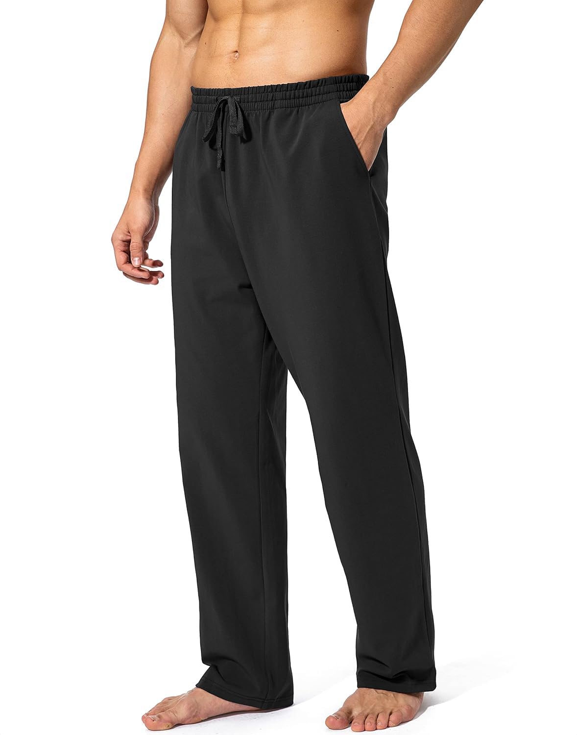 Pantaloni lunghi da jogging da uomo, in cotone, traspiranti, per il tempo libero, da yoga, leggeri, con tasche