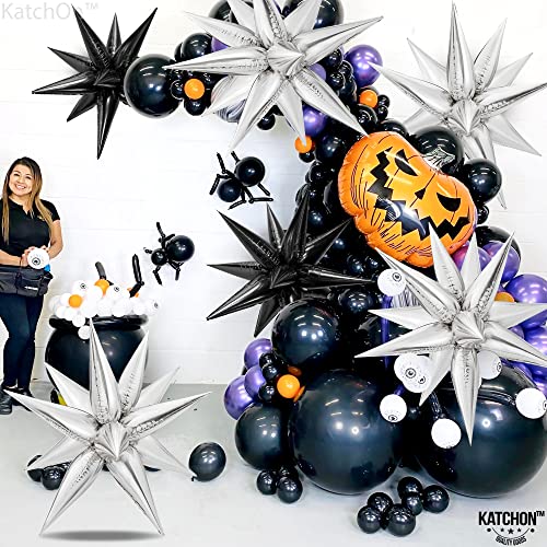 Katchon, Silver Star Balloons Metallic - 26 Inch, 50 Pieces | Silver Star Foil Balloons, Silver Metallic Balloons | Silver Spike Balloons For Disco Cowgirl Decorations | Silver Star Burst Balloons #TOP1