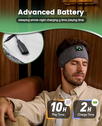 Image of Perytong Sleep Headband - Bluetooth Sleeping Headphones for Side Sleepers - Headphones for Sleeping Comfortable Headband with Thin Speaker Microphone Gift Ideas for Women Men