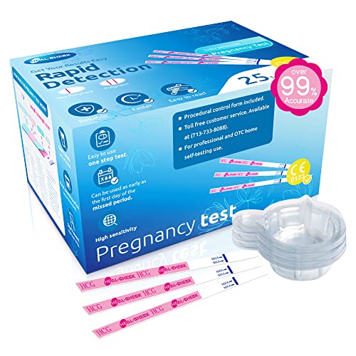 Pregnancy Tests Strips Kit, 25-Count Individually Wrapped Pregnancy Test Strips for Detection at Home, Fertility Test with Urine Cup, Over 99% Accurate Result, 5mm HCG Test Strip, Wider, Sturdier