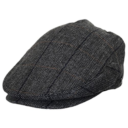Holborn Herringbone Plaid Wool Blend Ivy Cap (XX-Large) Charcoal