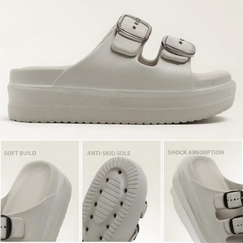 Image of Women Summer Flip Flop Slippers Casual Pillow EVA Anti-Slip Sole Slide Slipper Double Strap Sandals for Women's & Girls Rubber Flats