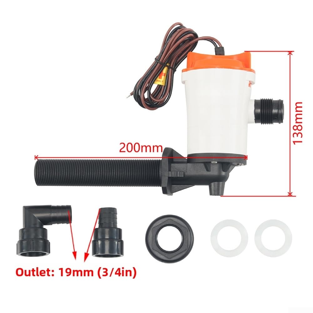 Kit de pompe marine 800 GPH 12 V pour vivier Aérateur submersible pour réservoir de bateau de pêche avec filtre en acier inoxydable 304 et tête de 4 m (B)