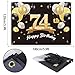 PAKBOOM Happy 74th Birthday Banner Backdrop - 74 Birthday Party Decorations Supplies for Men - Black Gold 4 x 6ft
