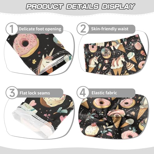 Unicorns Ice Cream Girls' Leggings Toddler Doodles Doughnuts Kids Yoga Pants Dance Active Tights 4T3