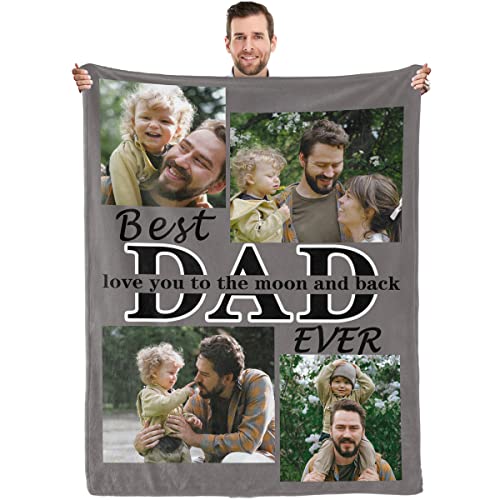 Youltar Dad Gifts Custom Blanket with Photos Birthday Gifts for Dad Best Dad Ever Gifts, Personalized Pictures Blanket, Fathers Day Christmas Dad Gifts from Daughter Son