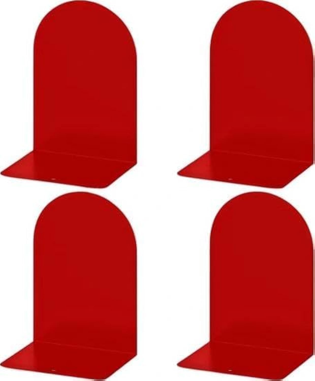 Lulonpon Book Ends, Metal Bookends for Shelves, Large Book Ends for Heavy Books, Non-Skid Book Ends, Bookends for Home Office, 4pcs, Red