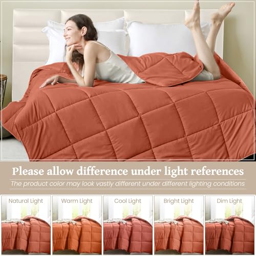 Image of Homelike Moment Comforter King Size - Orange Duvet Insert Down Alternative Bed King Comforter, Lightweight Bedding Comforters Quilted Soft All Season Solid Burnt Orange