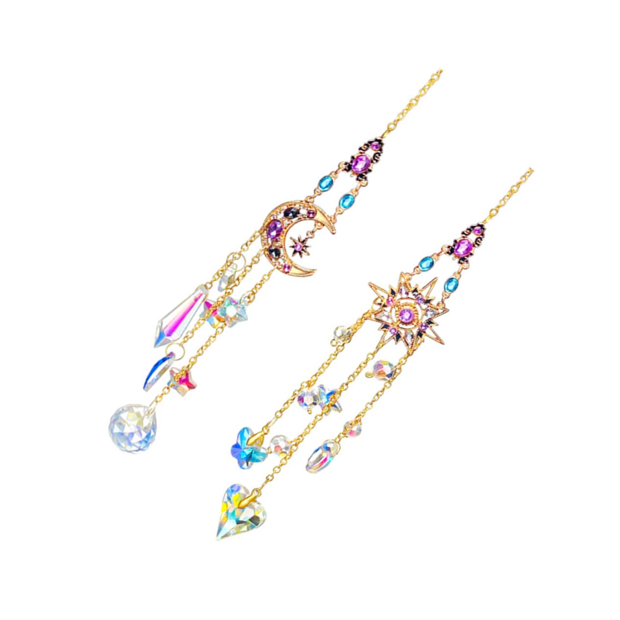 Cabilock 4 Set Di Ornamenti Di Cristallo Per Acchiappasole Decorazioni Per La Casa Pendenti in Cristallo Unico 2 Pezzi * 4