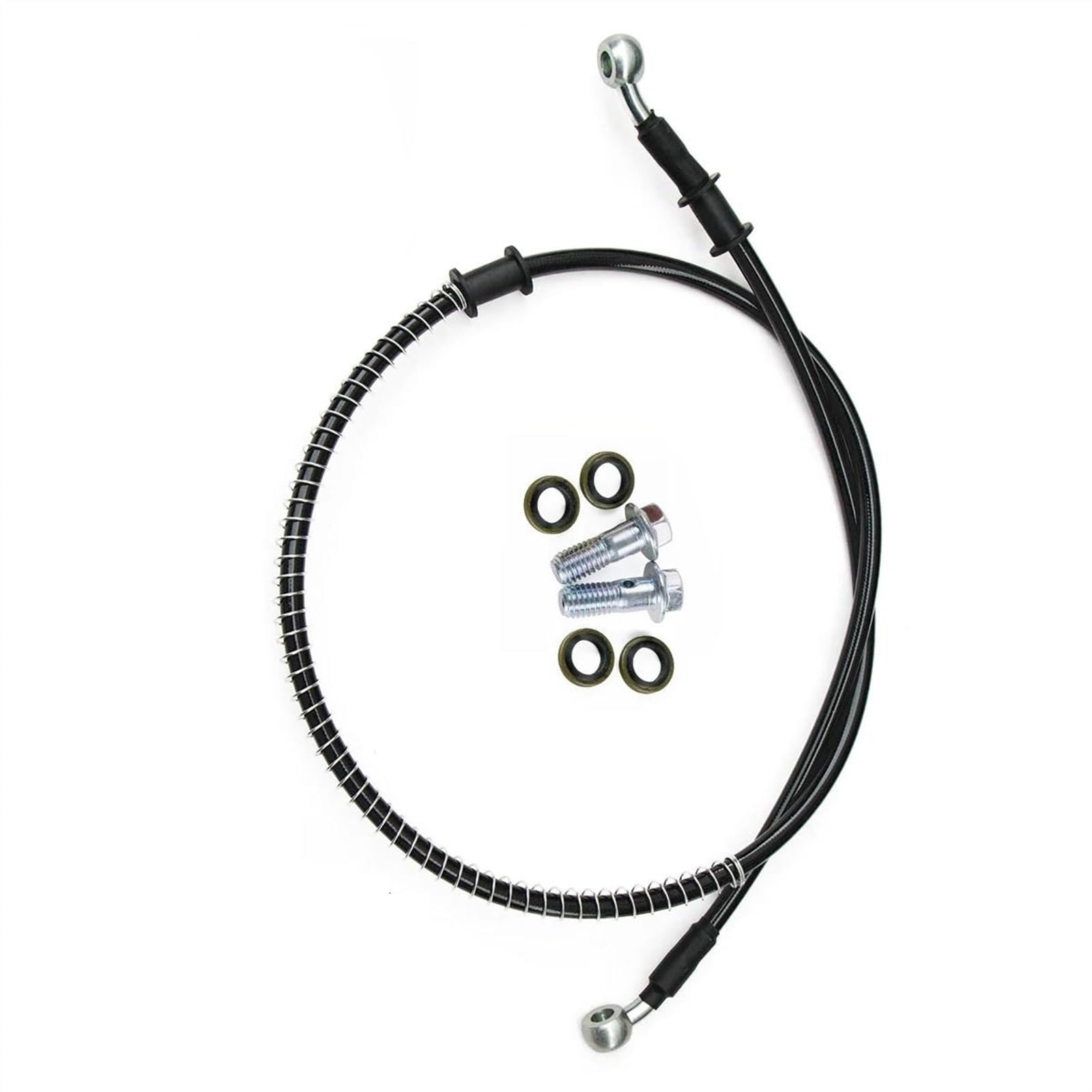Ksxzw Black- Silver Motorbike Part Universal Motorcycle Dirt Bike Braided Steel Hydraulic Brake Line Clutch Oil Hose Tube Pipe 700Mm/70Cm M8 28°-28°