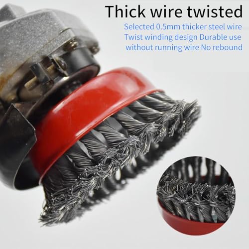 Image of 5Pcs Wire Wheel Brush, Wire Wheel for Angle Grinder & Cup Brush, M14 Screw Thread Twisted Knotted Heavy Cleaning, for Rust Removal, Paint Stripping, Weld Cleaning and Surface Preparation on Metal