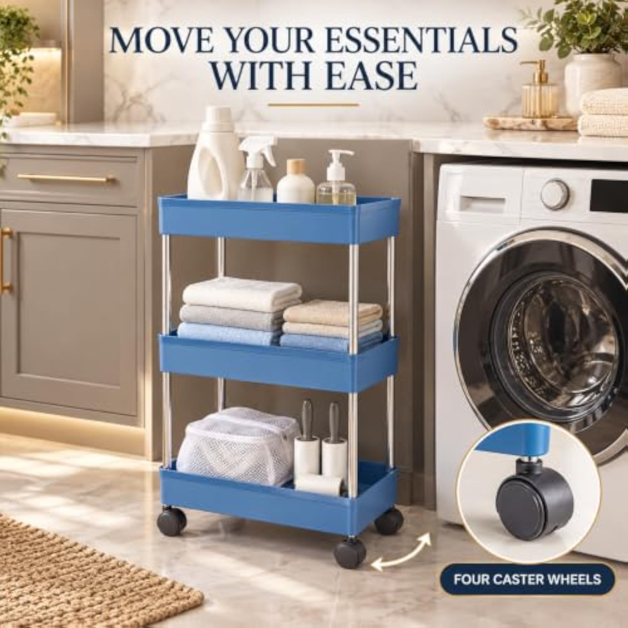 Plastic Kitchen Storage Trolley Rack, 3 Layers
