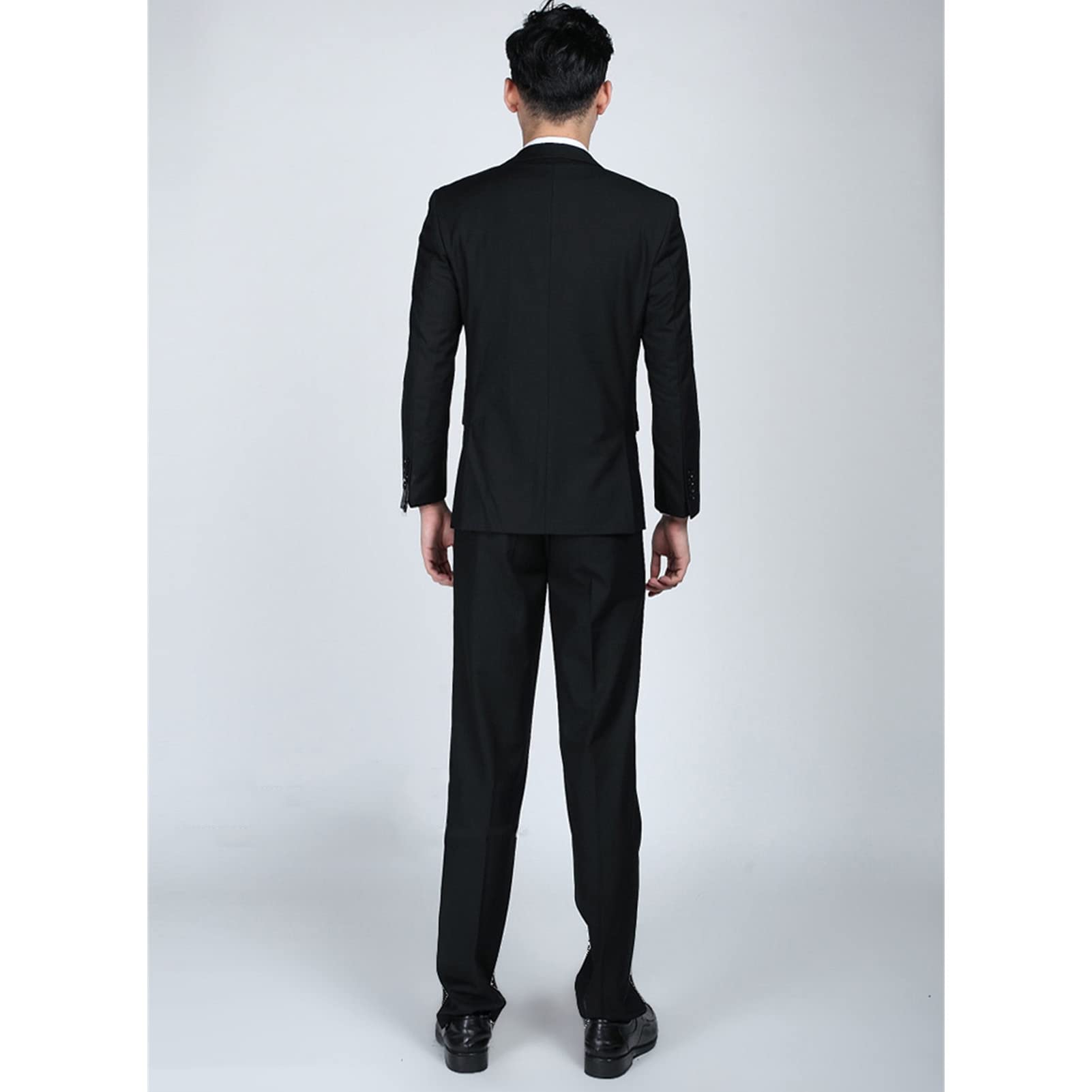 Men' 3 Piece Solid Color Suit Set Single Breasted Slim Jacket Vest Pants Formal Business Wedding Prom Blazer Sets (Black 4,XX-Large)