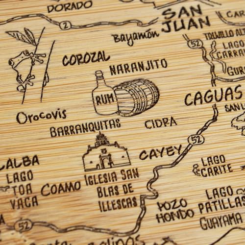 Image of Totally Bamboo A Slice of Life Puerto Rico Engraved Map Cutting Board