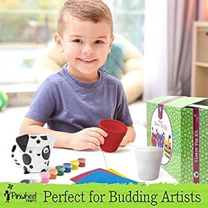 Pinwheel Crafts Flower Pot Painting Kit – Paint Your Own Kids Plant Growing Kit with Seeds, Soil, 8 Paints, 2 Brushes & 3 Pots – DIY Flower Crafts Gift for Kids Ages 4-8 Pinwheel Crafts Flower Pot Painting Kit–Paint Your Own Kids Plant Growing Kit with Seeds Soil 8 Paints 2 Brushes 3 Pots–DIY Flower Crafts Gift for Kids Ages 4 8
