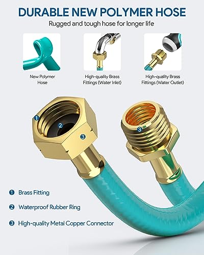 Image of ENEACRO Retractable Garden Hose Reel with Wall Mount 1 /2 inchx100ft with 10 Pattern Hose Nozzle, Brass Connector, Auto Rewind /Any Length Lock / 180 Swivel Bracket, Ideal for Garden Watering