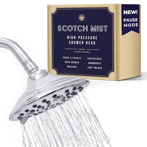 6-Inch Chrome Shower Head with 6 Settings, High Pressure Showerhead