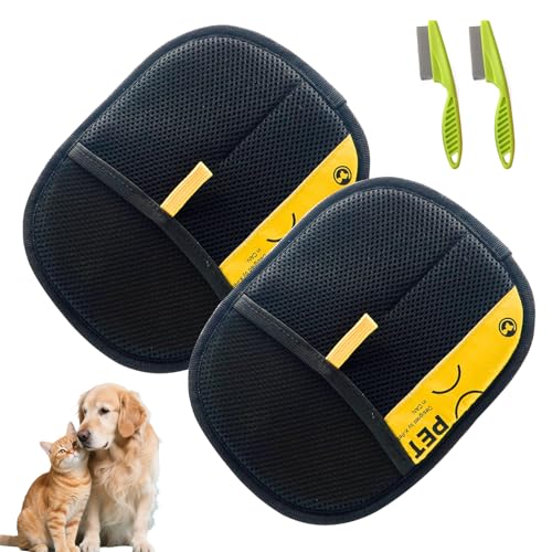 Image of Pet Hair Removal Glove for Cats & Dogs,Pet Hair Remover Electrostatic Gloves,Efficient Pet Grooming Gloves with Hair Comb,Reusable Cat & Dog Hair Remover for Couch, Furniture, Carpet, Curtain(2PC)