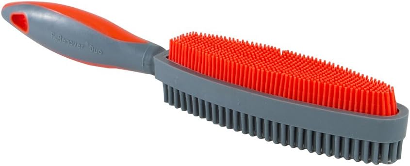 FURemover Duo Pet Hair Rubber Brush, Dual Sided to Easily Remove Fur and Lint from Clothing and Upholstery, Thick Bristles Groom Dogs and Cats, Easy to Clean, Colors May Vary