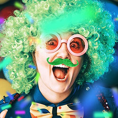 Set di 60 baffi finti verdi, 20 stili autoadesivi