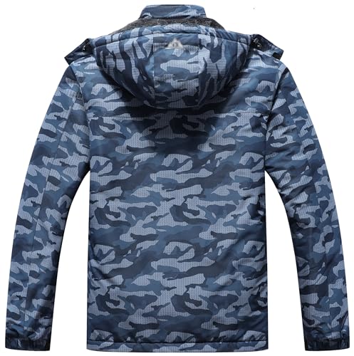 Image of Men's Mountain Winter Coat Warm Fleece Ski Snow Jacket Waterproof Raincoat with Hood