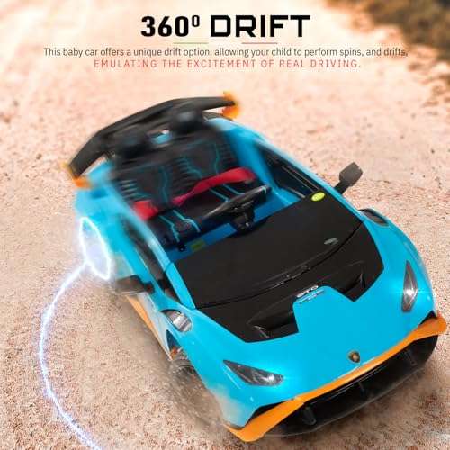 Image of Kawaii Kids Licensed Kids Rideon Car | Toyota Legender | Lamborghini | Manual Plus Remote Control | Lights and USB Music Player | Kids Age - 1-5 (Lamborghini, Blue)