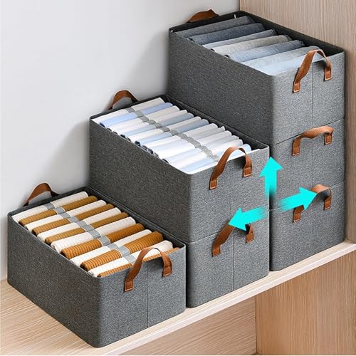 Image of Wardrobe organizer for storage, 3 Units (Grey, 26 Ltr - Set of 3)