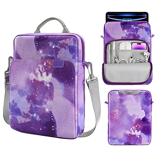 Image of MoKo 13 Inch Tablet Sleeve Bag Carrying Case with Shoulder Strap Handle | Fits iPad Pro 13-inch M5, iPad Air 13-inch M4 /M3, iPad Pro 12.9 M2 /M1 and Tab S8+ /S9+ 12.4, Purple Starry Sky