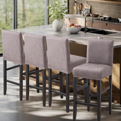Image of FUANGUI Bar Stool Covers Set of 4, Stretch Bar Stool Seat Covers | Washable Removable Bar Chair Covers with Backs Slipcovers, Bar Chair Covers Square for Kitchen Dining Room Cafe