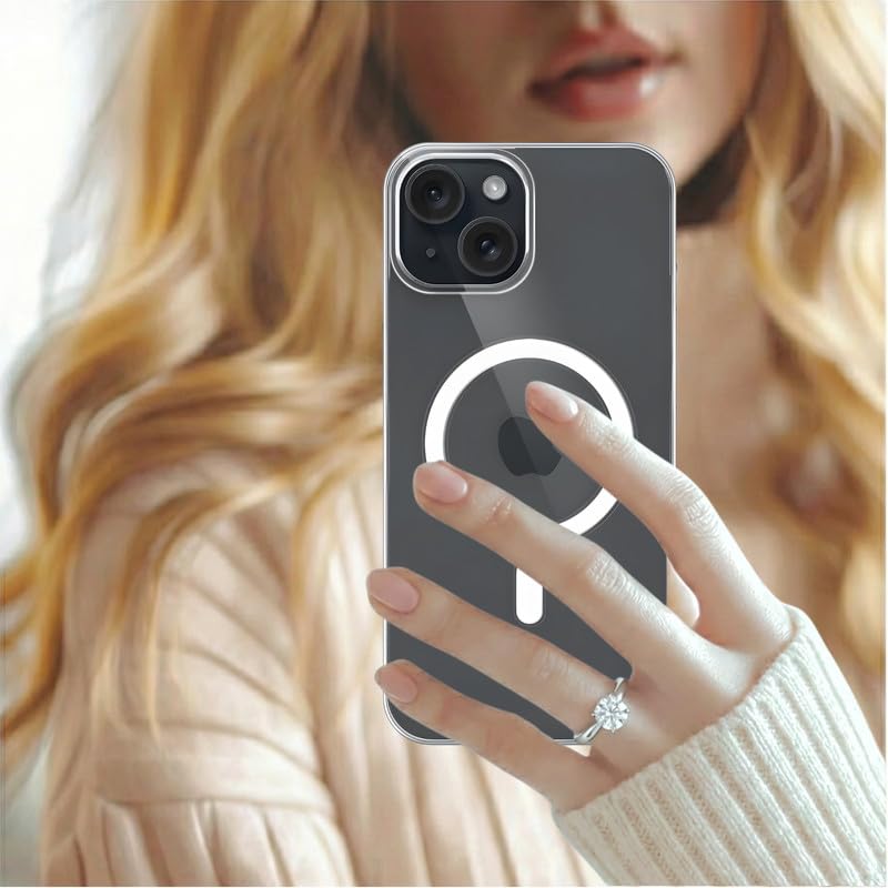 Image of Anti Yellow Clear Magnet Case for iPhone 13, Premium Polycarbonate, Ultra Strong Magnets, 360 Drop Protection, Raised Camera Protection, MagSafe Compatible