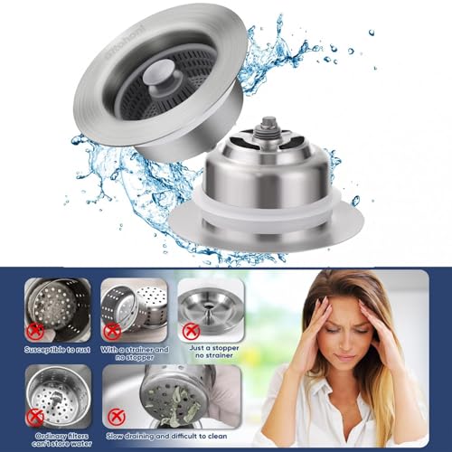 Colador para desagüe de cocina 3 en 1 de acero inoxidable miniatura 7