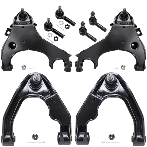 Image of Detroit Axle - Front 8pc Suspension Kit for Nissan Xterra Frontier 2000-2004, 4 Upper Lower Control Arms 4 Inner and Outer Tie Rods Replacement 2001 2002 2003