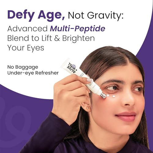 Image of Alive + Well No Baggage Under Eye Cream Gel for Dark Circles & Puffiness, with Caffeine & Tripeptides, Reduces Fine Lines & Crows Feet, Dermatologist Crafted, Cooling Massage Applicator -15ml (Pack of 2)