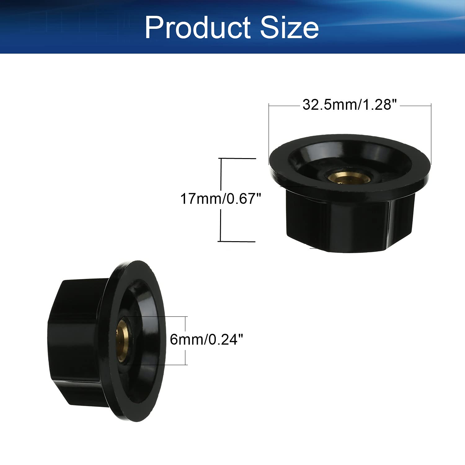 Heyiarbeit 10 Pcs 6mm Potentiometer Volume Control Knobs 32.5x17mm Insert Shaft Plastic Panel Knob Cap Black