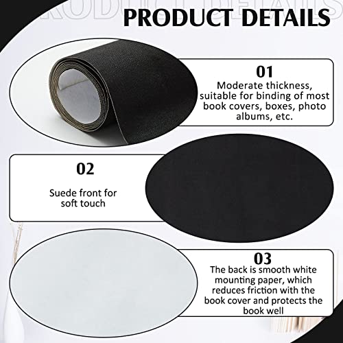 Preboun 2 Rolls Book Cloth for Binding 40 x 16 Inch Fabric Surface and Paper Backed Bookcover Lasting Strong Archival Bookbinding Supplies for Covering Books Album Scrapbooking Crafts DIY, Black - Image 4