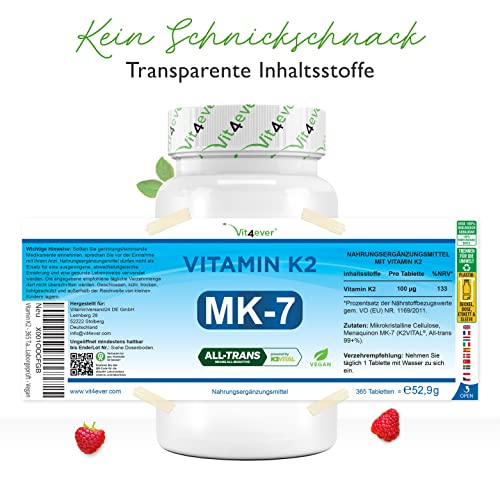 Vitamin K2 Vit4ever – 365 Tabletten mit hochwertigem Menaquinon 7