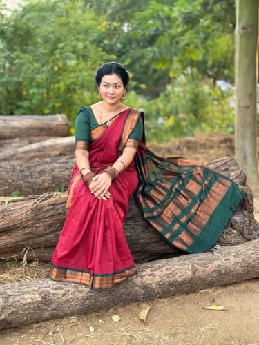 Image of SGF11 Women's Kanjivaram Soft Cotton Linen Silk Saree With Blouse Piece