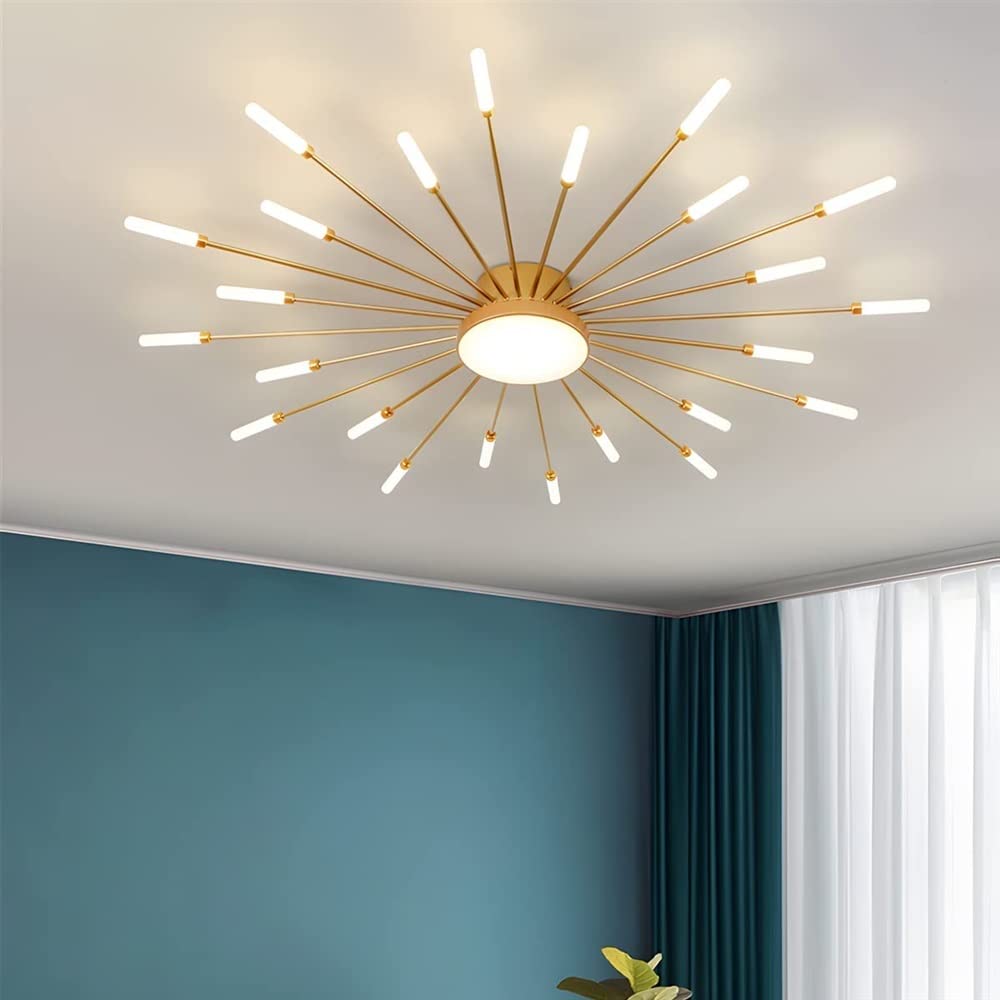 TONFON Linear Flush Mount Ceiling Lamp LED Gold Modern Ceiling Light Acrylic Ceiling Light Fixture Spiral Desgin Pendant Lamp for Living Room Bedroom Dining Room Kitchen Hallway(Gold,20+1 Lights)