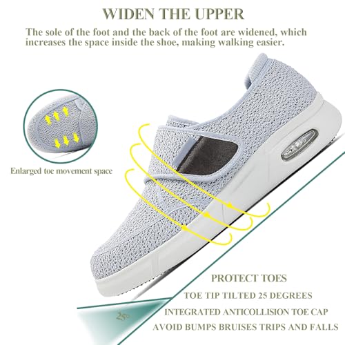 Diabetic Shoes Slip On for Men Women Wide Width Slippers Lightweight Adjustable Womens Walking Shoes for Elderly Swollen Feet Arthritis Edema4