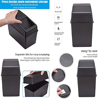 Car Trash Can with Lid Small Plastic Waste Container Mini Leak Proof Trash Bin Vehicle Garbage Organizer for Auto Car, Home, Office