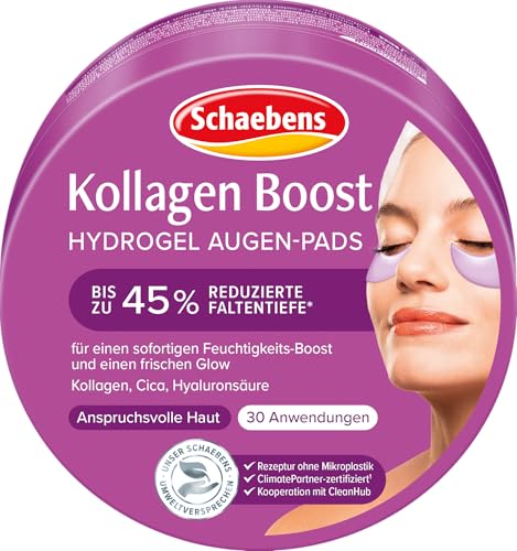 Schaebens Kollagen Boost Hydrogel Augen-Pads, 60 Stück für 30 Anwendungen, für einen sofortigen Feuchtigkeits-Boost und einen frischen Glow mit Kollagen, Cica und Hyaluronsäure Schaebens Kollagen Boost Hydrogel Augen-Pads, 60 Stück für 30 Anwendungen, für einen sofortigen Feuchtigkeits-Boost und einen frischen Glow mit Kollagen, Cica und Hyaluronsäure