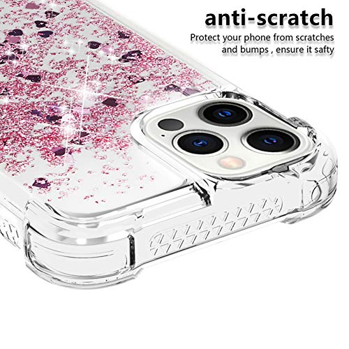 Coque transparente iPhone 12 Pro Max silicone finitions paillettes or rose